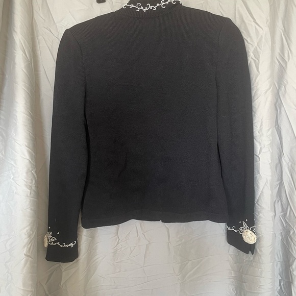 J.S.S. Vintage Elegant Black beaded Embroidered Women's Jacket - Picture 8 of 10